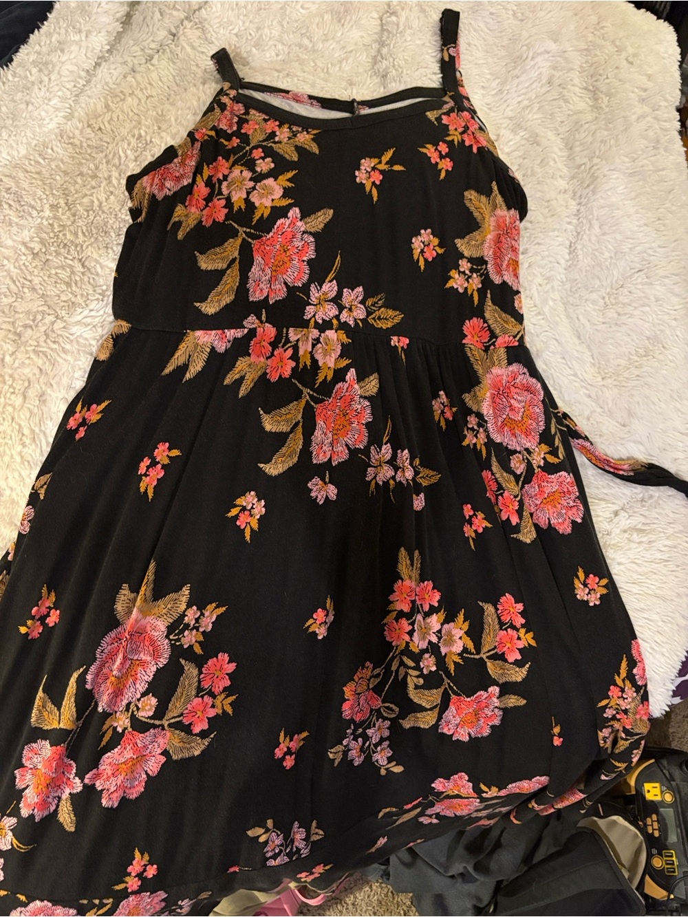 torrid Black Knit Top with Soft Pink Floral Accents